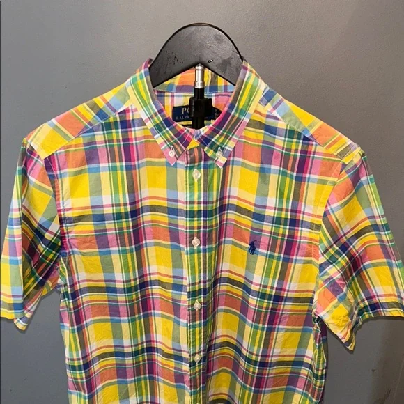 Polo by Ralph Lauren Yellow Multi Plaid Short-Sleeve Button-Down - Picture 5 of 6
